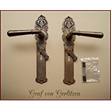 Graf von Gerlitzen Prunkgriffe Messing Tr BB 72 Griffe Trgriffe Trbeschlag Trdrcker Langschild Jugendstil S37-1A