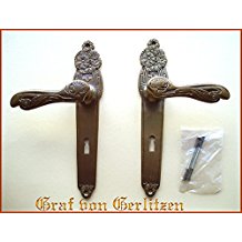 Graf von Gerlitzen Prunkgriffe BB 72 Langschild Messing Trgriffe Trbeschlag Jugendstil S45-1A