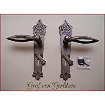 Graf von Gerlitzen Prunkgriffe Messing Tr BB 72 Griffe Trgriffe Trbeschlag Trdrcker Trklinken Langschild Jugendstil S43-1A