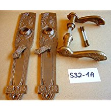 Graf von Gerlitzen Prunkgriffe BB 72 Langschild Messing Trgriffe Trbeschlag Jugendstil S32-1A