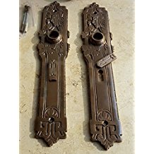 Graf von Gerlitzen Prunkgriffe Messing Tr BB 72 Griffe Trgriffe Jugendstil Langschild S28-1A