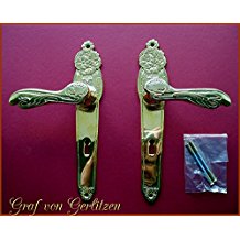 Graf von Gerlitzen Prunkgriffe BB 72 Langschild Messing Trgriffe Trbeschlag Jugendstil S45-1P