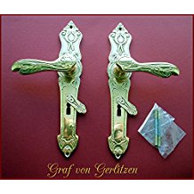 Graf von Gerlitzen Prunkgriffe Messing Tr BB 72 Griffe Trgriffe Trbeschlag Trdrcker Langschild Jugendstil S44-1P