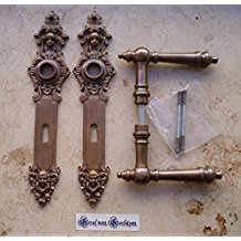 Graf von Gerlitzen Prunkgriffe Messing Tr BB 72 Griffe Trgriffe Langschild Grnderzeit S10-1A