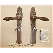 Graf von Gerlitzen Prunkgriffe Messing Tr BB 72 Griffe Trgriffe Trbeschlag Trbeschlge Trklinken Jugendstil Langschild S46-1A