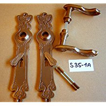 Graf von Gerlitzen Prunkgriffe BB 72 Langschild Messing Trgriffe Trbeschlag Jugendstil S35-1A