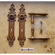 Graf von Gerlitzen Prunkgriffe Messing Tr BB 72 Griffe Trgriffe Langschild Grnderzeit S11-1A
