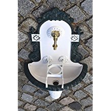 Wandbrunnen Graf von Gerlitzen Luxusgriffe Alu Bassena Wand Brunnen Wei Grn Kran Ablauf MG-1W/G