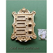 Graf von Gerlitzen Antik Messing Tr Klingel 3 Trklingel Klingelschild Klingelplatte Grnderzeit K73P