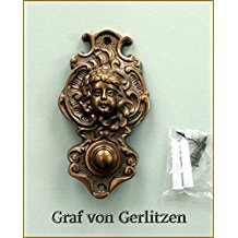 Graf von Gerlitzen Antik Messing Tr Klingel 1 Trklingel Klingelschild Klingelplatte Grnderzeit Putto K85A