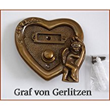 Graf von Gerlitzen Antik Messing Tr Klingel 1 Trklingel Klingelschild Klingelplatte Herz Putto K67A