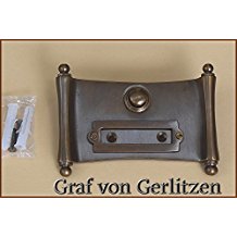 Graf von Gerlitzen Antik Messing Tr Klingel 1 Trklingel Klingelschild Klingelplatte Papyrus Dokumenten Rolle K84A