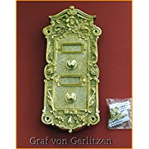 Graf von Gerlitzen Antik Messing Tr Klingel 2 Trklingel Klingelschild Klingelplatte Grnderzeit K87P