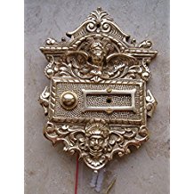 Messing Antik Graf von Gerlitzen Klingel 1 Klingelschild Brass Door Bell Tr Trklingel K2P