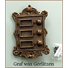 Graf von Gerlitzen Antik Messing Tr Klingel 3 Trklingel Klingelschild Klingelplatte Grnderzeit K73A