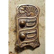 Graf von Gerlitzen Antik Messing Klingel 2 Jugendstil Klingelschild Klingelplatte K17A