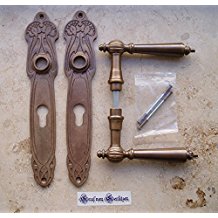Graf von Gerlitzen Messing Tr PZ 72 Griffe Trgriffe Langschild Jugendstil S6-4A