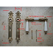 Messing Tr Griff Graf von Gerlitzen BB Langschild Trgriffe Trbeschlag Grnderzeit WN-P