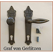 Graf von Gerlitzen Prunkgriffe Antik Messing Tr Haustre PZ 92 Griffe Trgriffe Trbeschlag Trklinken Langschild Jugendstil S43-4A