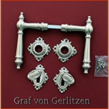 Graf von Gerlitzen Antik Messing Nickel Tr Griffe Trgriffe Trbeschlag Trdrcker Rosetten BB Grnderzeit WW-12N