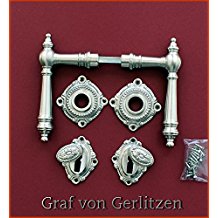 Graf von Gerlitzen Antik Messing Nickel Tr Griffe Trgriffe Trbeschlag Trdrcker Rosetten BB Grnderzeit WW-14N