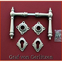 Graf von Gerlitzen Antik Messing Nickel Tr Griffe Trgriffe Trbeschlag Trdrcker Rosetten PZ Grnderzeit WW-4N