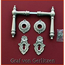 Graf von Gerlitzen Antik Messing Nickel Tr Griffe Trgriffe Trbeschlag Trdrcker Rosetten BB Grnderzeit WW-2N