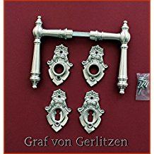 Graf von Gerlitzen Antik Messing Nickel Tr Griffe Trgriffe Trbeschlag Trdrcker Rosetten BB Grnderzeit WW-13N