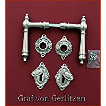 Graf von Gerlitzen Antik Messing Nickel Tr Griffe Trgriffe Trbeschlag Trdrcker Rosetten BB Grnderzeit WW-11N