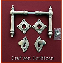 Graf von Gerlitzen Antik Messing Nickel Tr Griffe Trgriffe Trbeschlag Trdrcker Rosetten BB Grnderzeit WW-10N