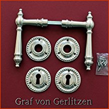 Graf von Gerlitzen Antik Messing Nickel Tr Griffe Trgriffe Trbeschlag Trdrcker Rosetten BB Rund Grnderzeit WW-7N