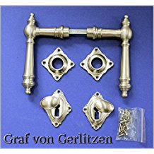 Graf von Gerlitzen Antik Messing Nickel Tr Griffe Trgriffe Trbeschlag Trdrcker Rosetten BB Grnderzeit WW-15N