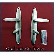 Graf von Gerlitzen Messing Nickel Tür BB 72 Griffe Türgriffe Türbeschlag Türklinken Langschild Art Deco S36-1N