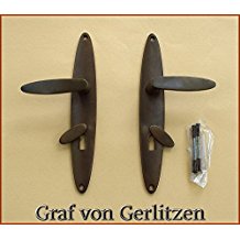 Graf von Gerlitzen Messing Tür BB 72 Griffe Türgriffe Türbeschlag Türklinken Langschild Art Deco S36-1A